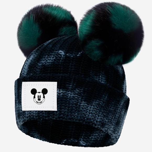 Love Your Melon Accessories - LYM Mickey Mouse Black Tie Dye Double Pom Beanie